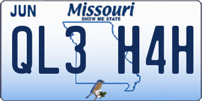 MO license plate QL3H4H