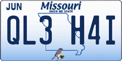 MO license plate QL3H4I