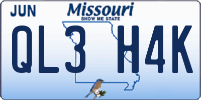 MO license plate QL3H4K