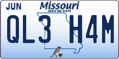 MO license plate QL3H4M