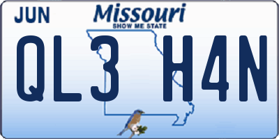 MO license plate QL3H4N