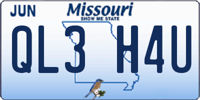 MO license plate QL3H4U