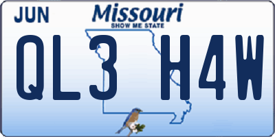 MO license plate QL3H4W