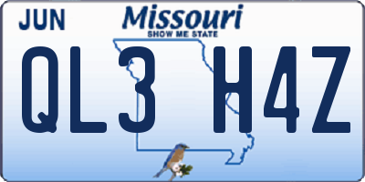 MO license plate QL3H4Z