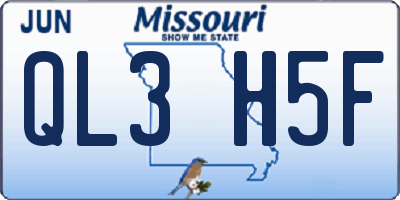 MO license plate QL3H5F