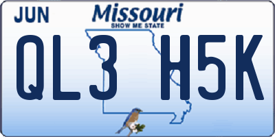 MO license plate QL3H5K