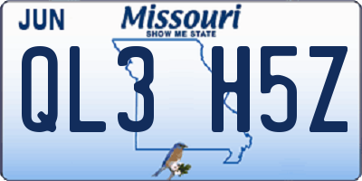 MO license plate QL3H5Z