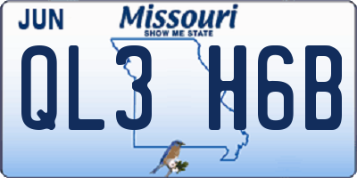 MO license plate QL3H6B