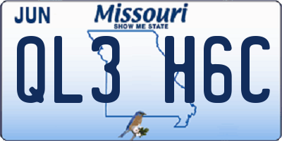MO license plate QL3H6C
