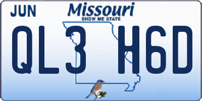 MO license plate QL3H6D