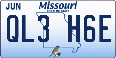 MO license plate QL3H6E