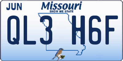 MO license plate QL3H6F