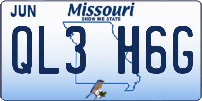 MO license plate QL3H6G