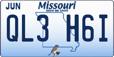 MO license plate QL3H6I