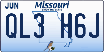 MO license plate QL3H6J