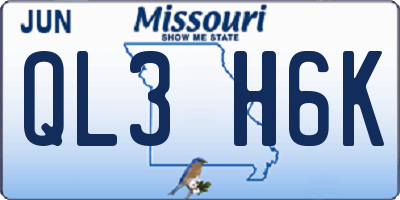 MO license plate QL3H6K