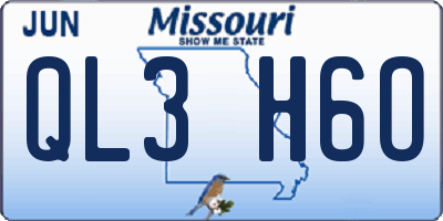 MO license plate QL3H6O