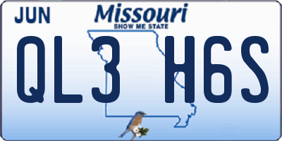 MO license plate QL3H6S