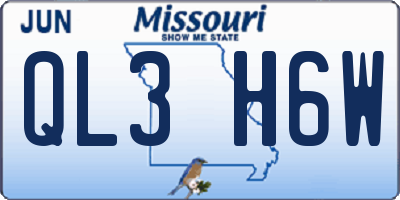 MO license plate QL3H6W