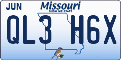 MO license plate QL3H6X