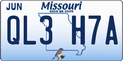 MO license plate QL3H7A