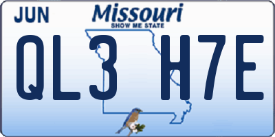 MO license plate QL3H7E