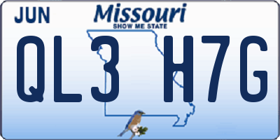 MO license plate QL3H7G