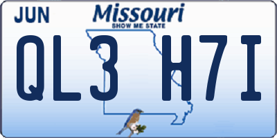MO license plate QL3H7I