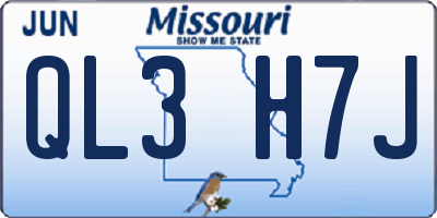 MO license plate QL3H7J