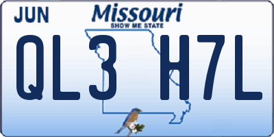 MO license plate QL3H7L