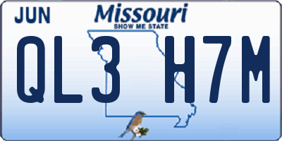 MO license plate QL3H7M