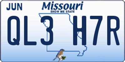 MO license plate QL3H7R