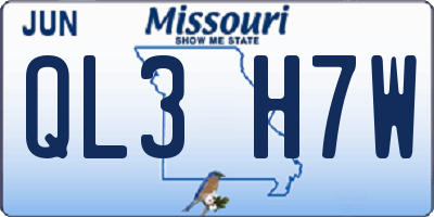 MO license plate QL3H7W