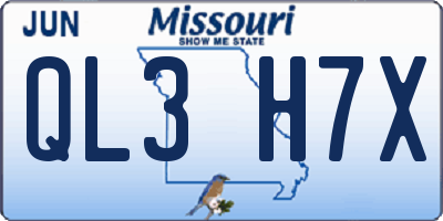 MO license plate QL3H7X