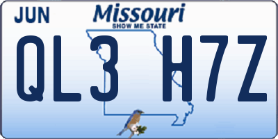 MO license plate QL3H7Z