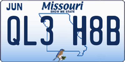 MO license plate QL3H8B