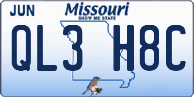 MO license plate QL3H8C