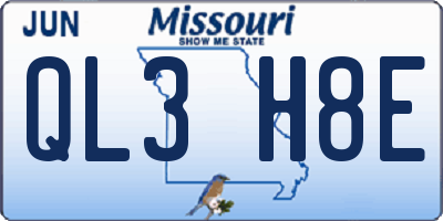 MO license plate QL3H8E
