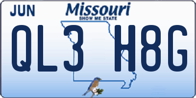 MO license plate QL3H8G