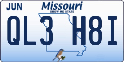 MO license plate QL3H8I