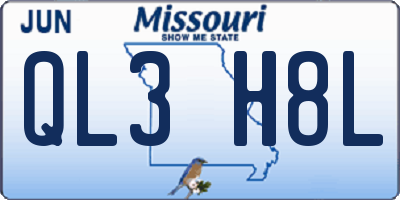 MO license plate QL3H8L