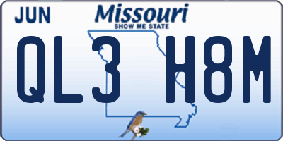 MO license plate QL3H8M