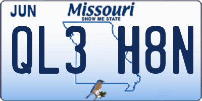 MO license plate QL3H8N