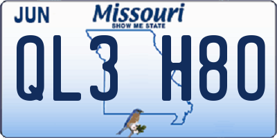 MO license plate QL3H8O