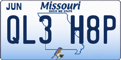 MO license plate QL3H8P