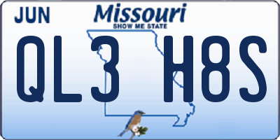 MO license plate QL3H8S
