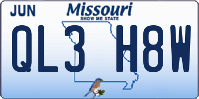 MO license plate QL3H8W