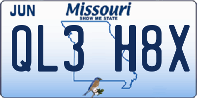 MO license plate QL3H8X