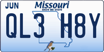 MO license plate QL3H8Y