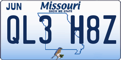 MO license plate QL3H8Z